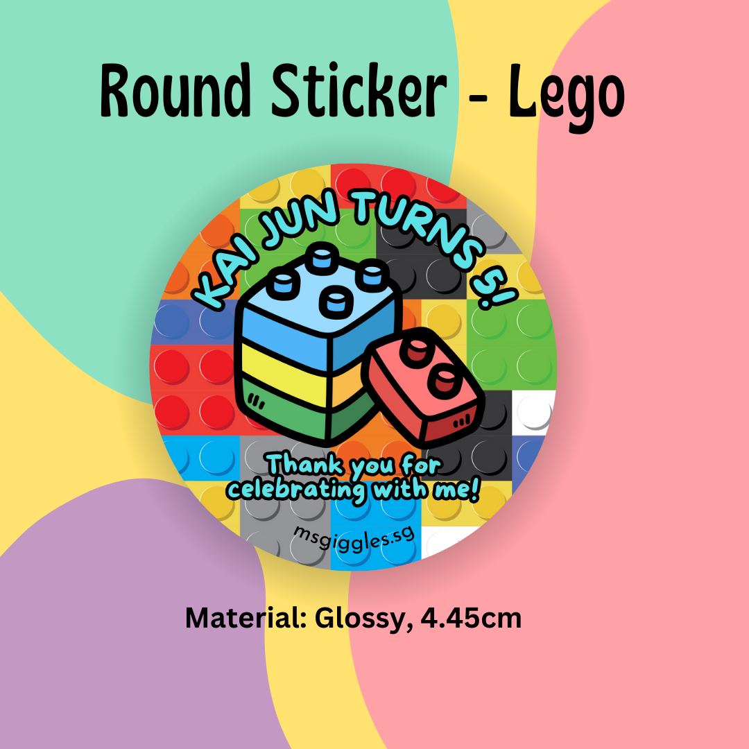 Personalized gift tags and stickers with short messages and MsGiggles branding