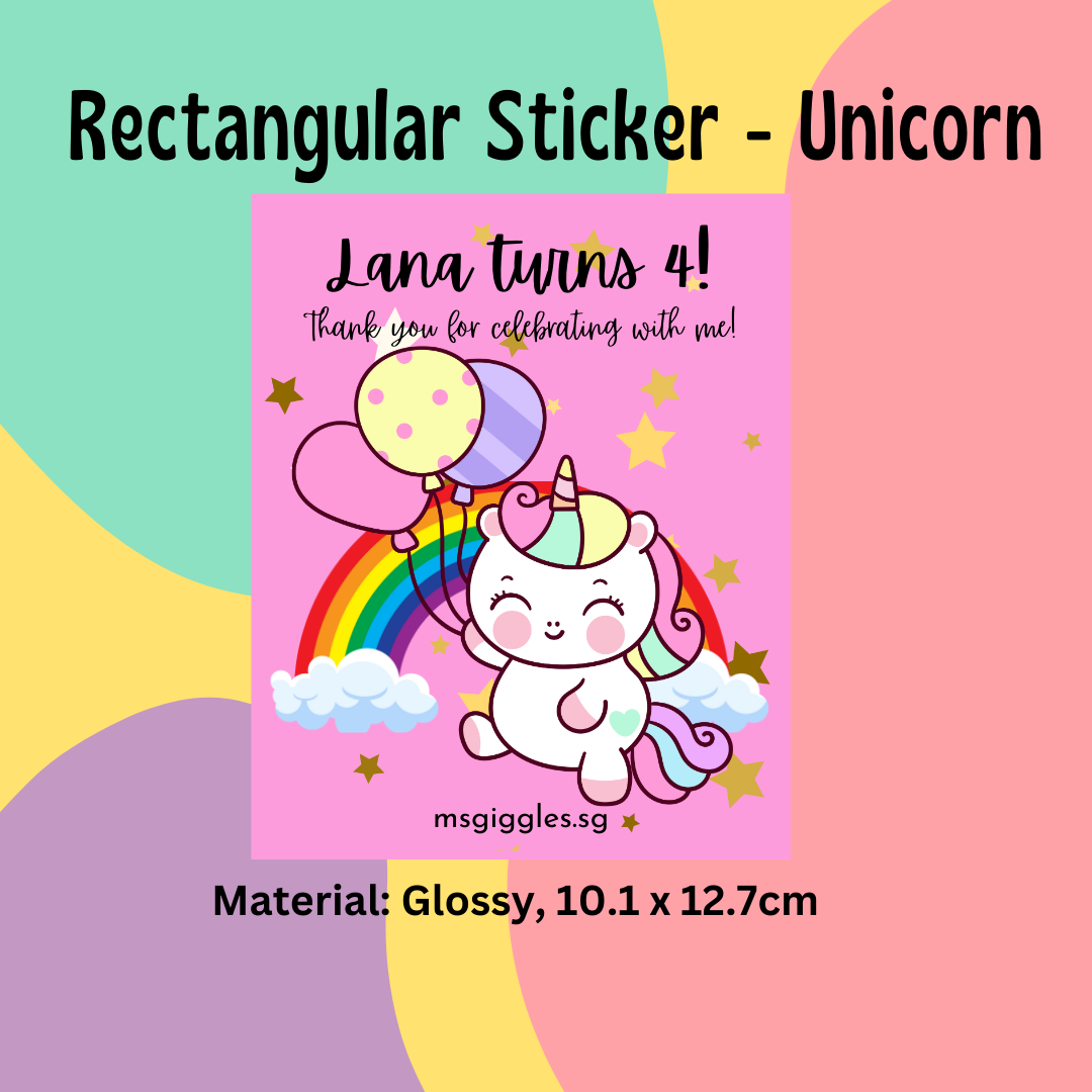 Personalised gift tags and stickers with short messages and MsGiggles branding