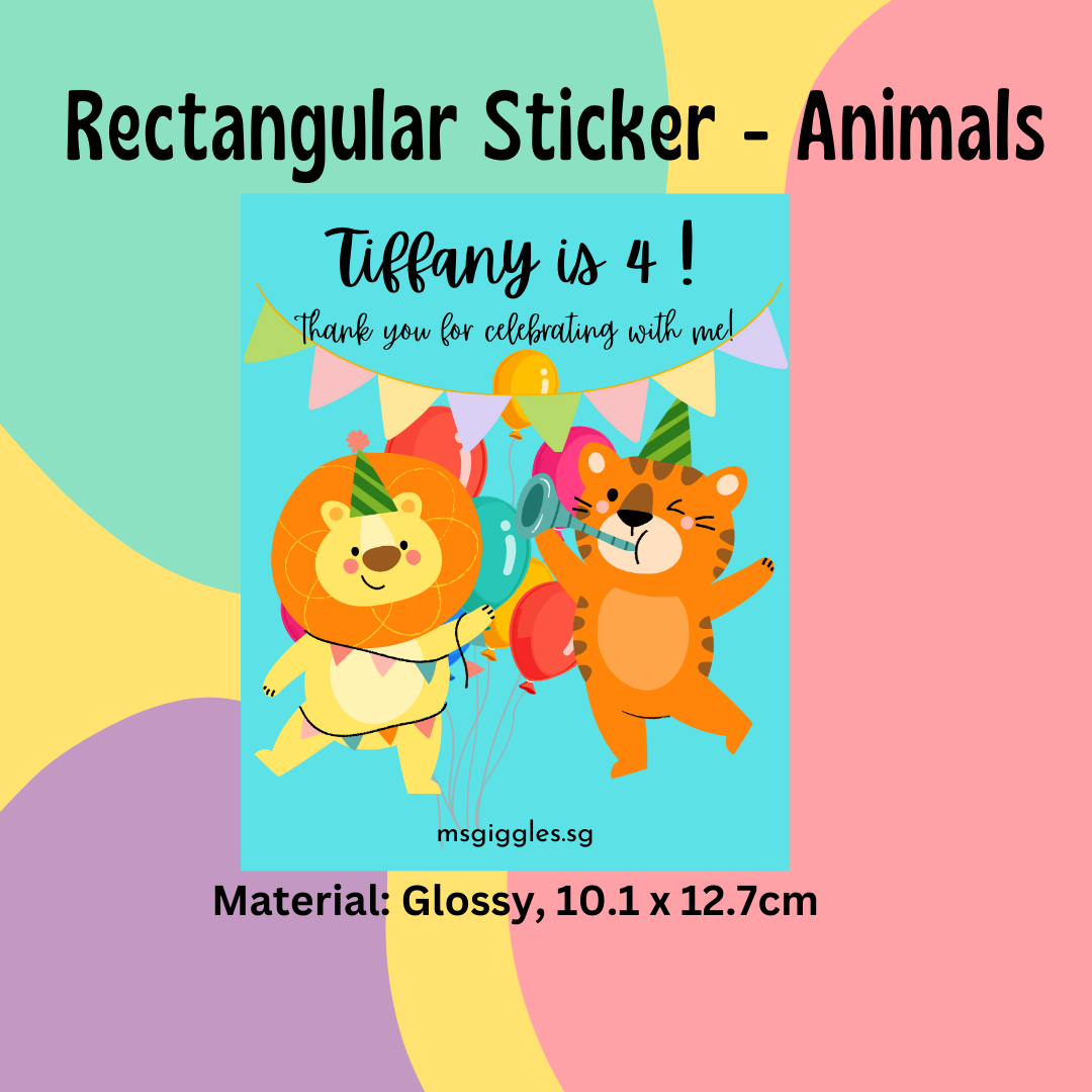 Personalized gift tags and stickers with fixed font styles and MsGiggles branding