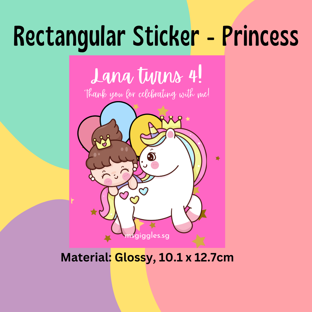 Personalized gift tags and stickers with custom messages and MsGiggles branding