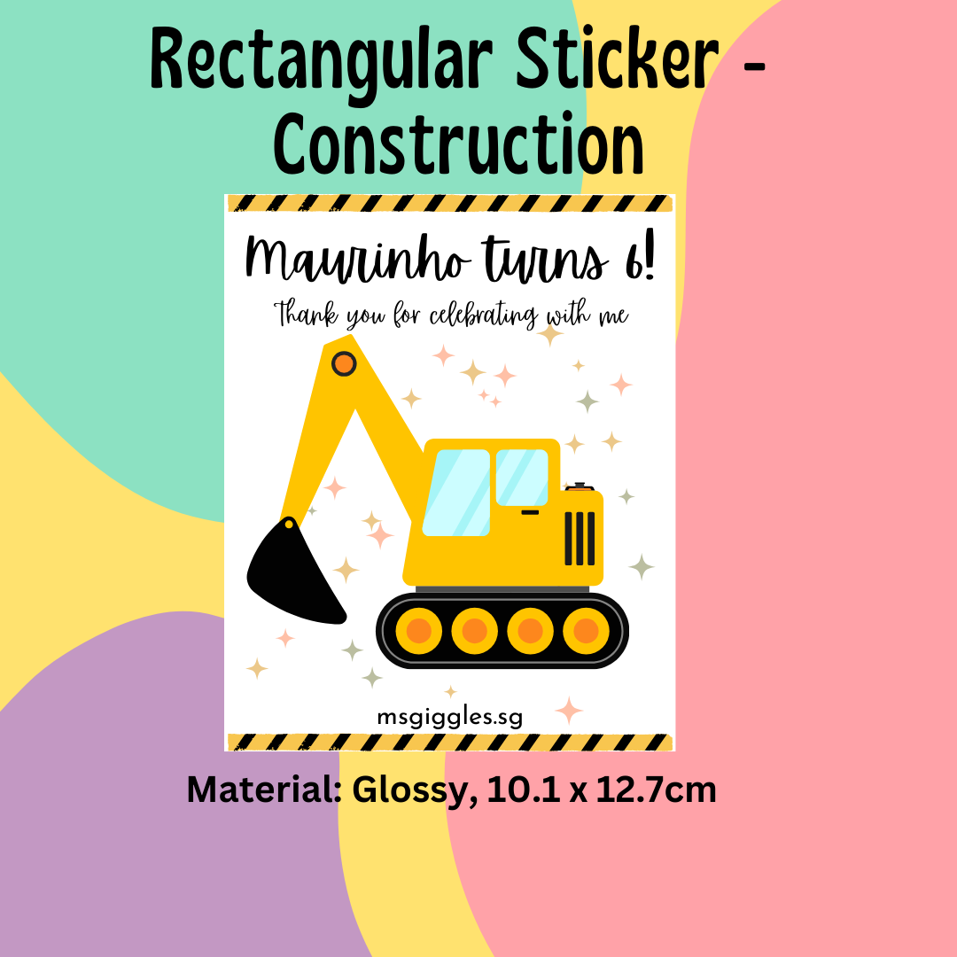 Personalized gift tags and stickers with fixed font styles and MsGiggles branding for various occasions
