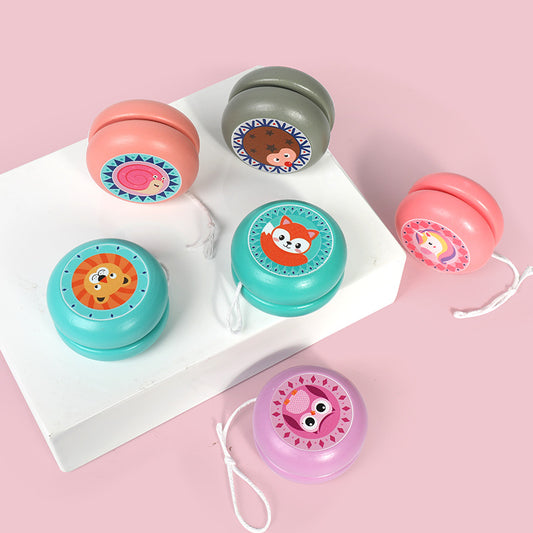 Colorful Wooden Yoyo with Animal Designs
