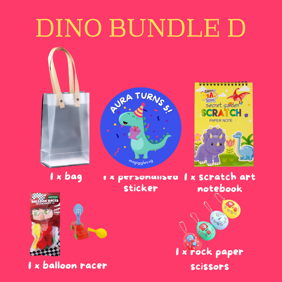 Scratch Art Party Pack with notepad, toys, and personalized sticker for kids' parties.