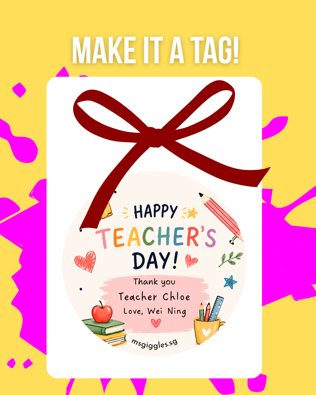 Colorful Teacher's Day gift tags and stickers for wrapping presents and decorating cards