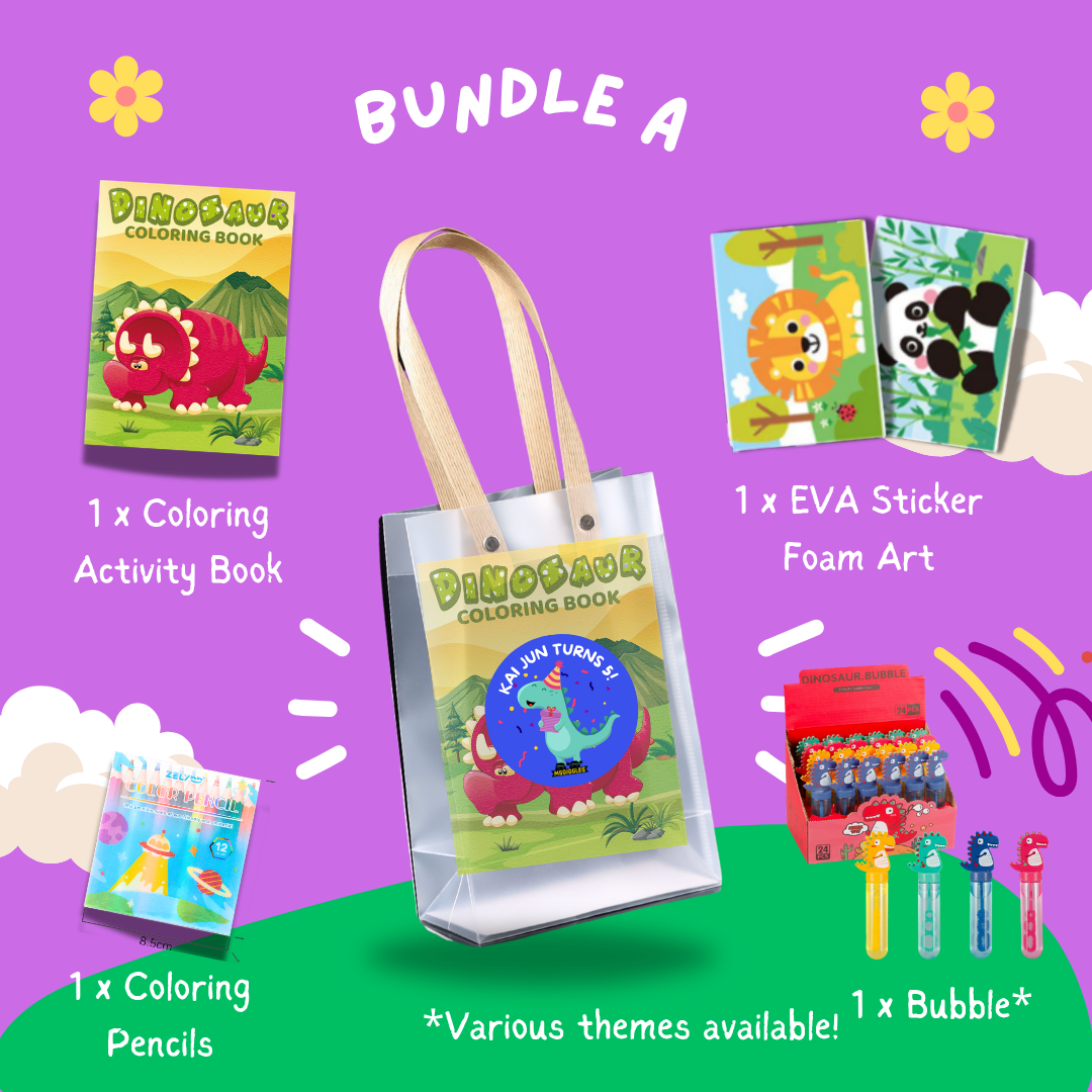Fun with Colors party pack goodie bag filled with creative kids activities for birthdays and celebrations