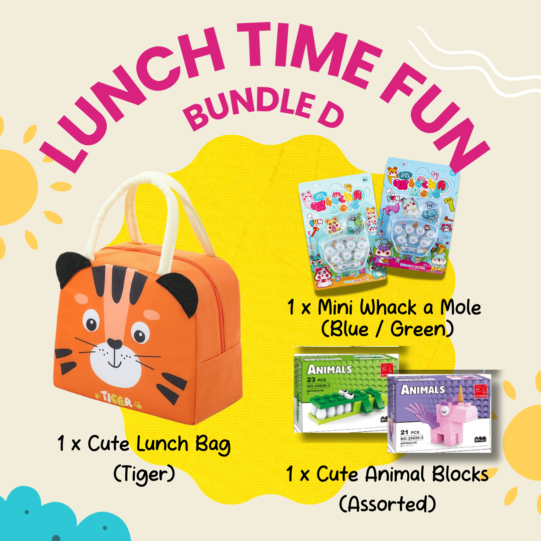 Lunch Time Fun Goodie Bag party pack with cute, durable lunch bags for kids and family