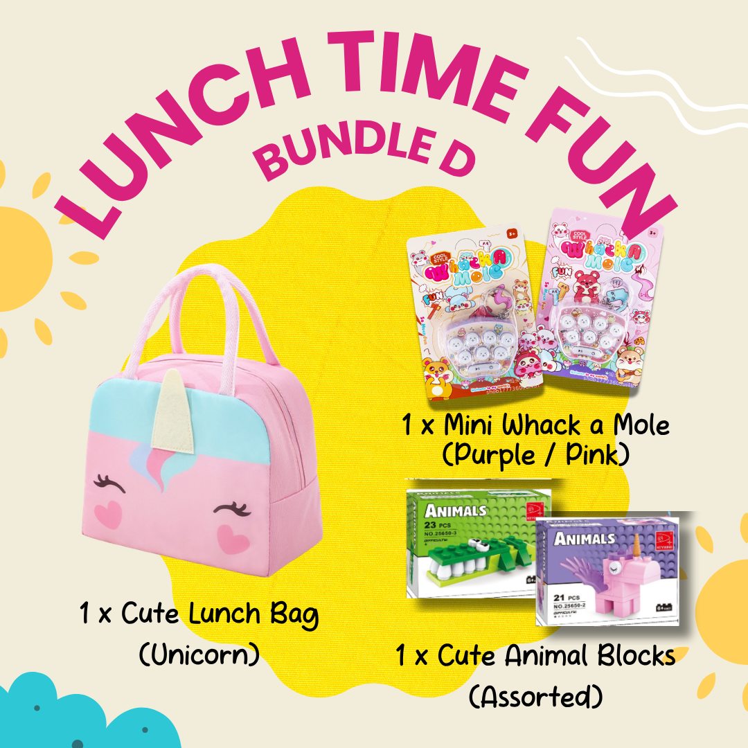 Colorful Lunch Time Fun Goodie Bag Party Pack for kids and family with spacious design for snacks and drinks