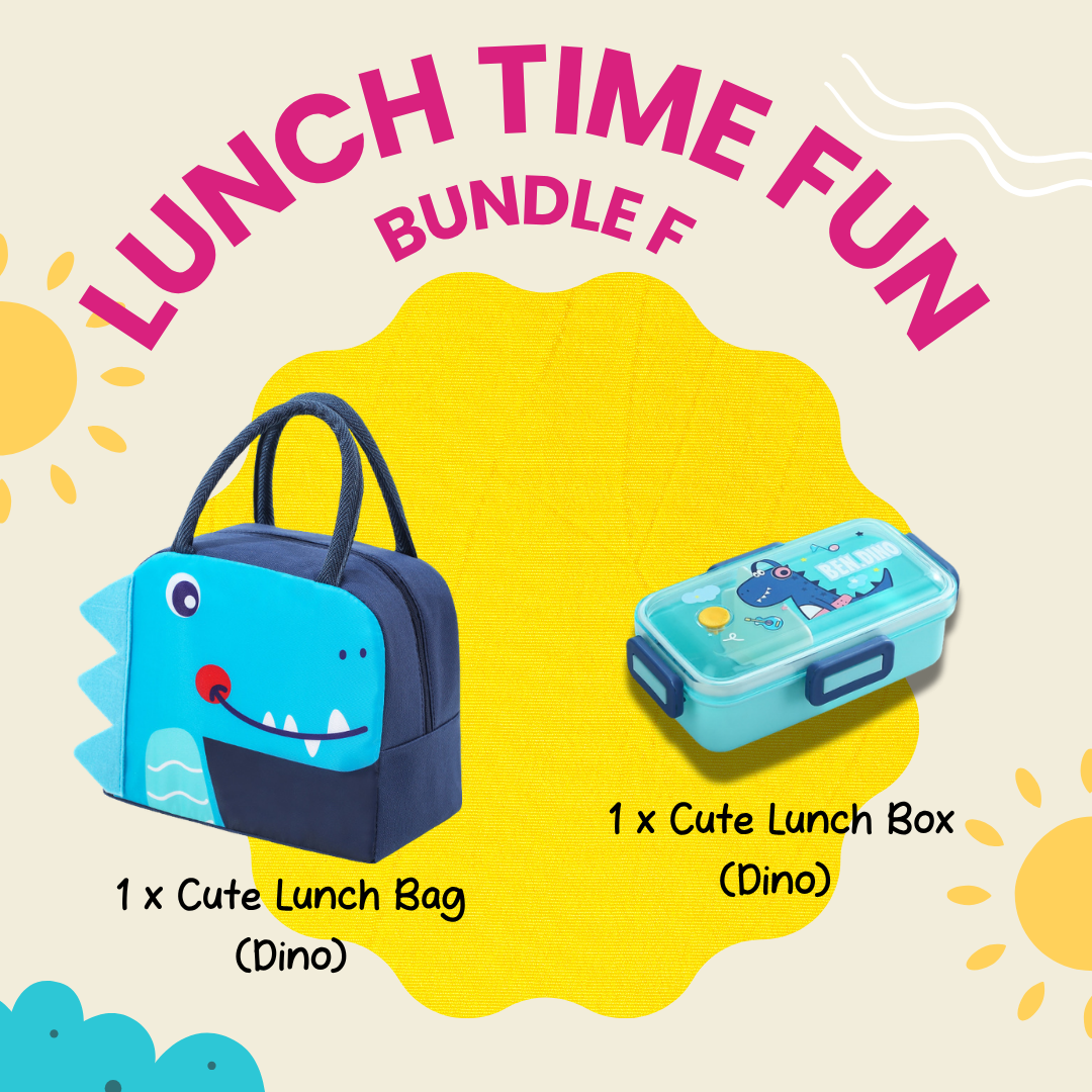 Lunch Time Fun Goodie Bag party pack with cute and durable lunch bags for kids and families