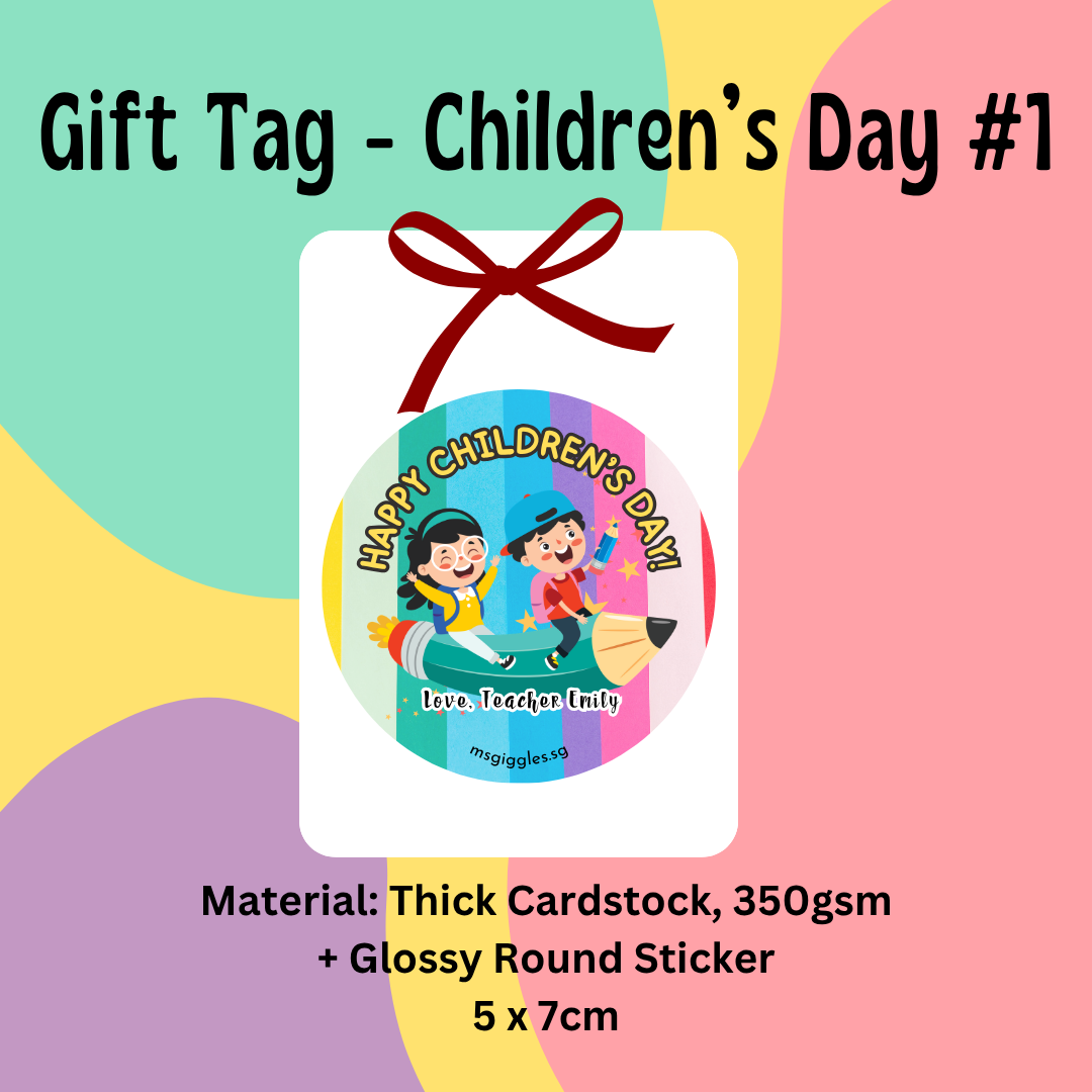 Personalized gift tags and stickers with fixed font styles and MsGiggles branding for birthdays and celebrations