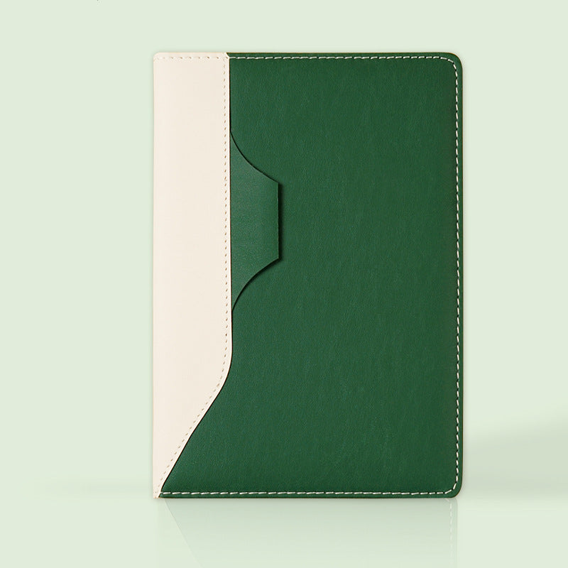 Premium leather notebook with blank pages in vibrant bright color, A5 size, durable and stylish cover