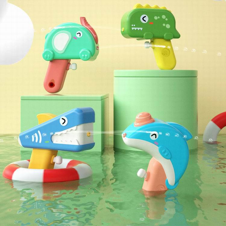 Assorted cute water guns in shark, dolphin, elephant, and dinosaur designs for kids&#39; outdoor play