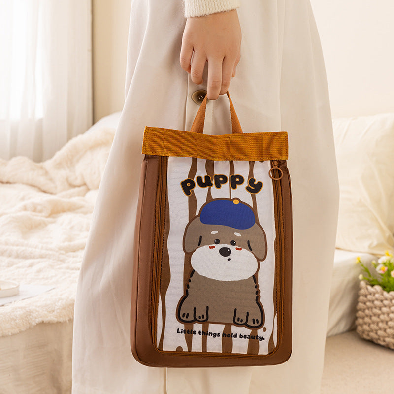 Cute Shoe Bag with adorable puppy design for kids, compact and durable shoe organizer.