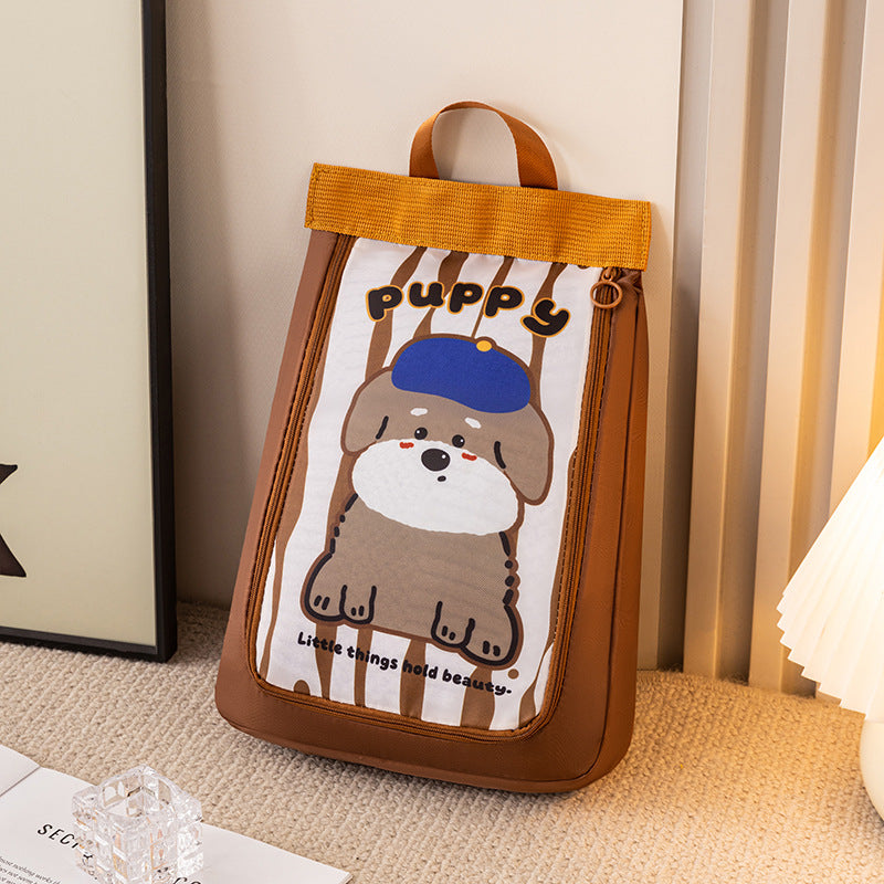 Cute puppy shoe bag for kids with charming puppy design and compact size for organizing shoes