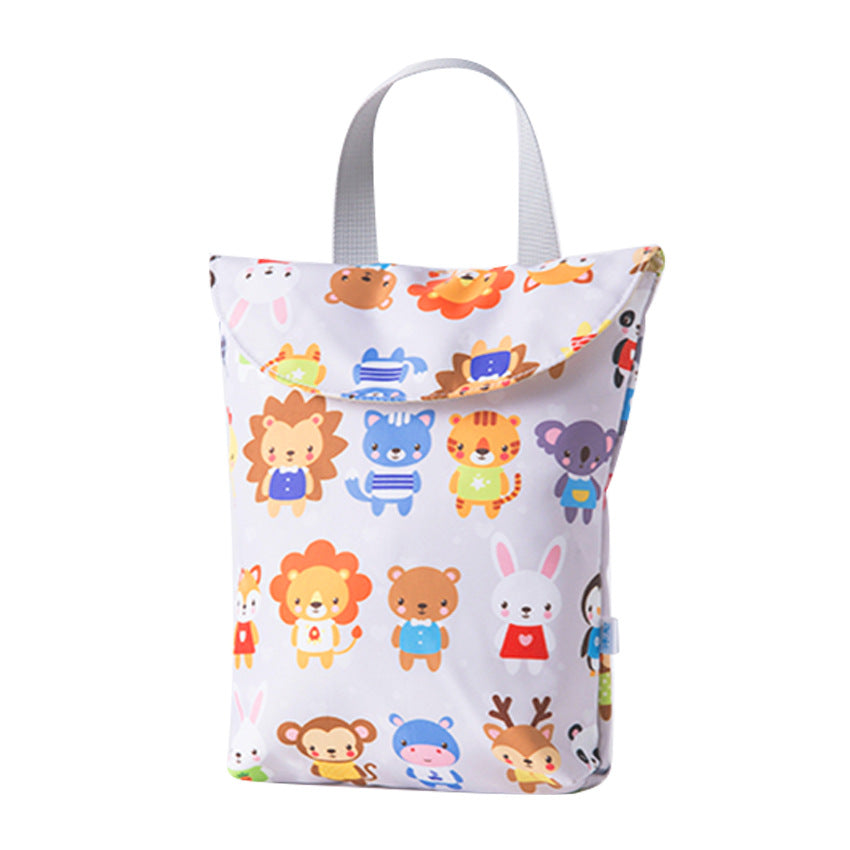 Large wet bag with carry-on handle and cute animal design.