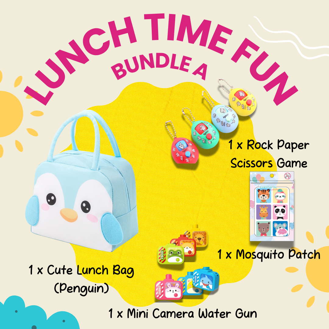 Lunch Time Fun Goodie Bag colorful and durable kids lunch bag with snacks and drinks