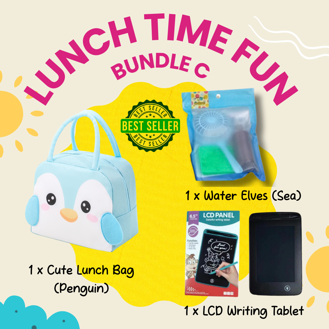 Lunch Time Fun Goodie Bag party pack with cute durable lunch box bags for kids and family