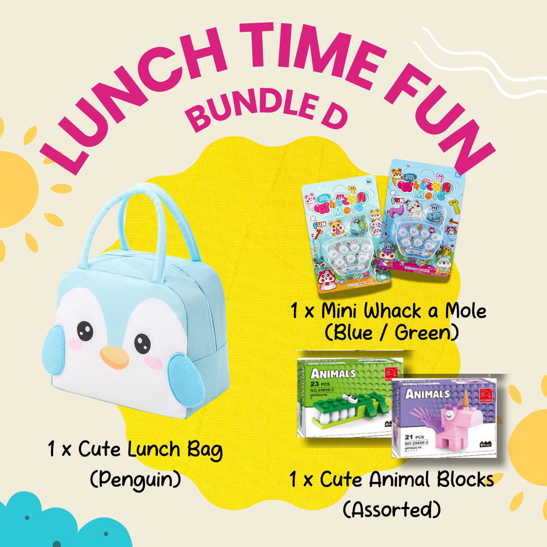 Lunch Time Fun Goodie Bag colorful durable kids lunch box bag with snacks and fruits