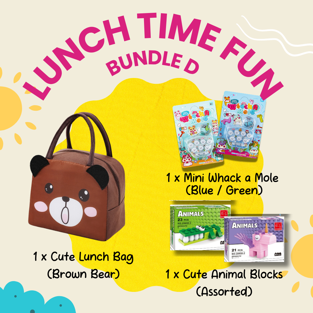 Lunch Time Fun Goodie Bag party pack with cute and durable lunch box bags for kids and family