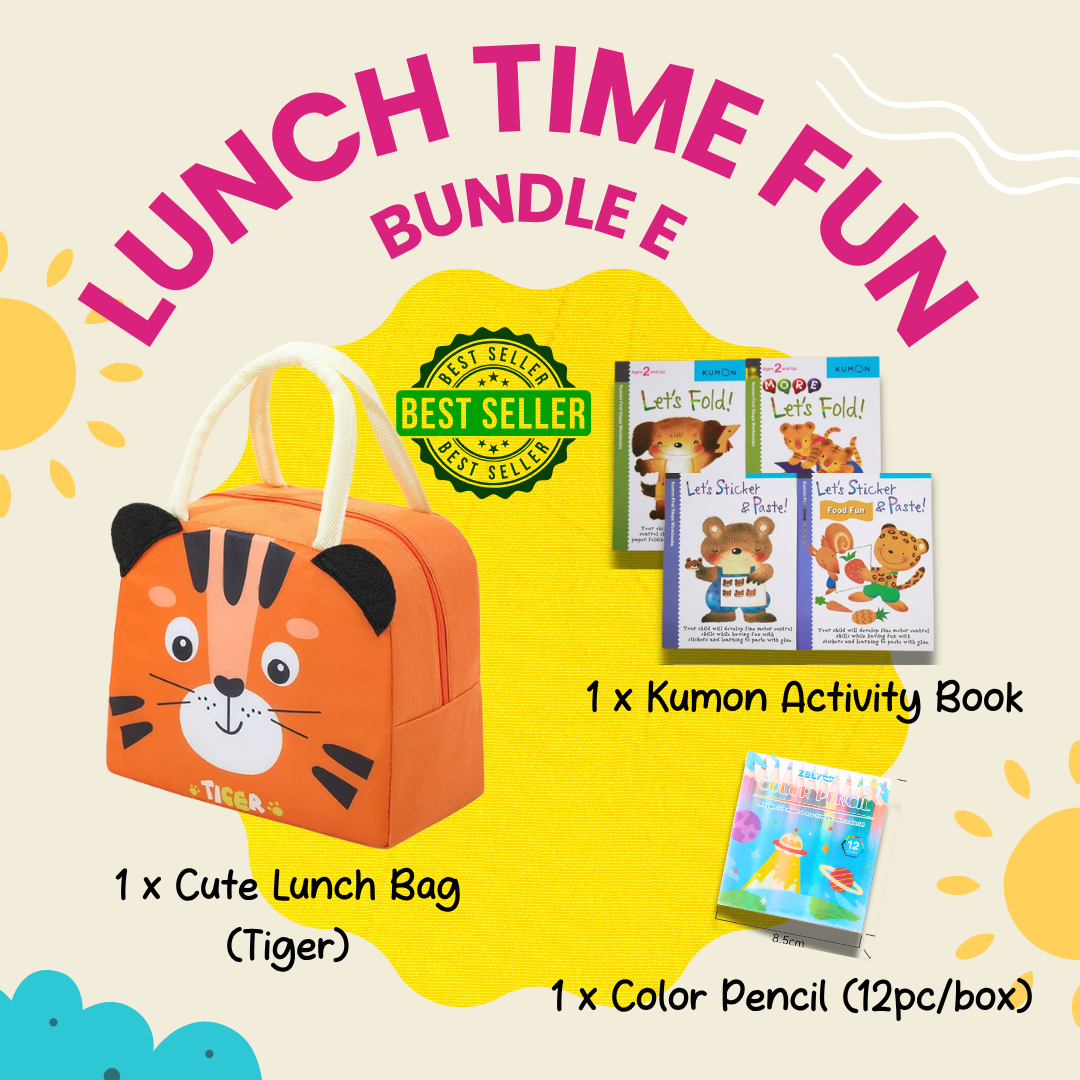 Colorful Lunch Time Fun Goodie Bag party pack with kids' lunch boxes and snacks