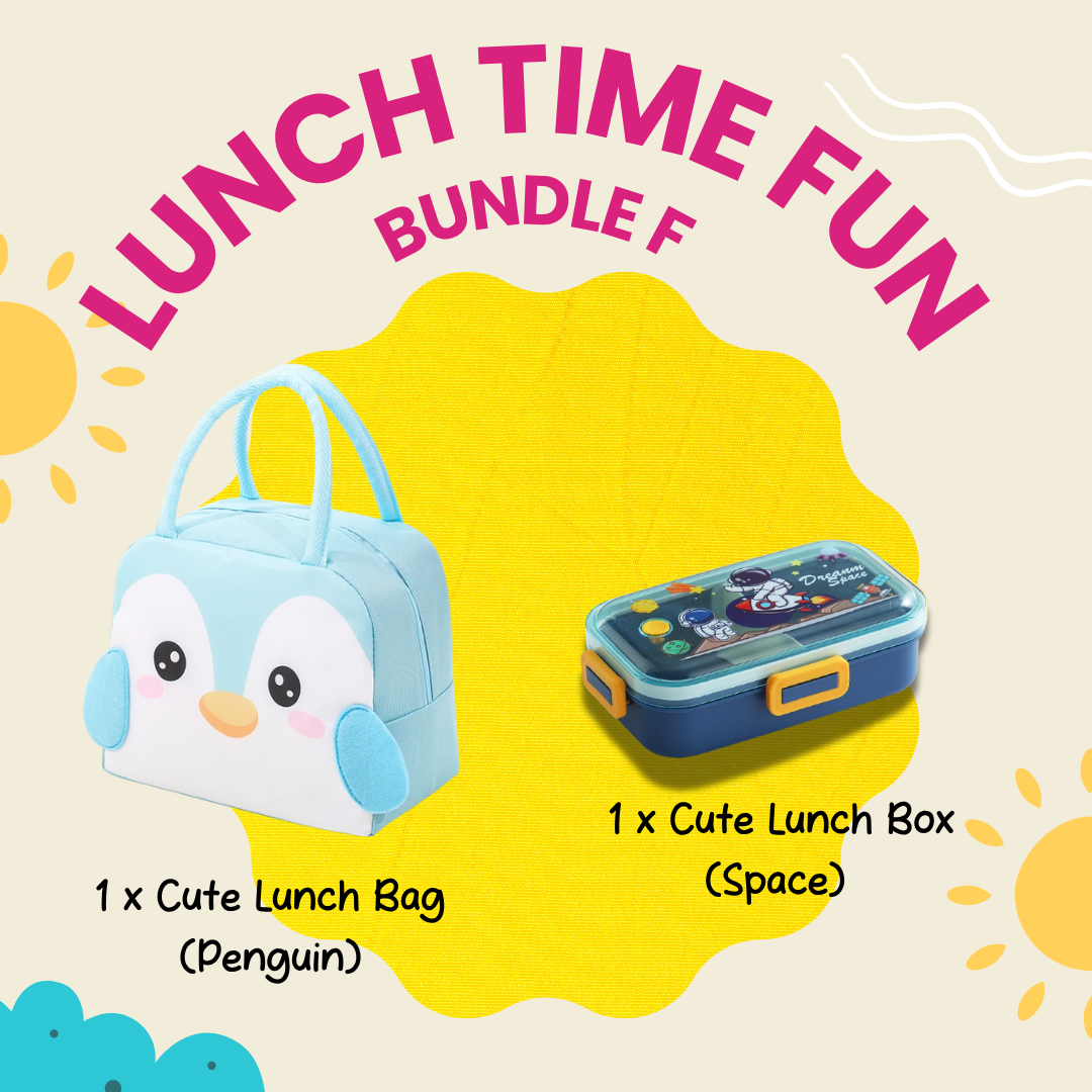 Lunch Time Fun Goodie Bag party pack with cute and durable lunch boxes for kids and families