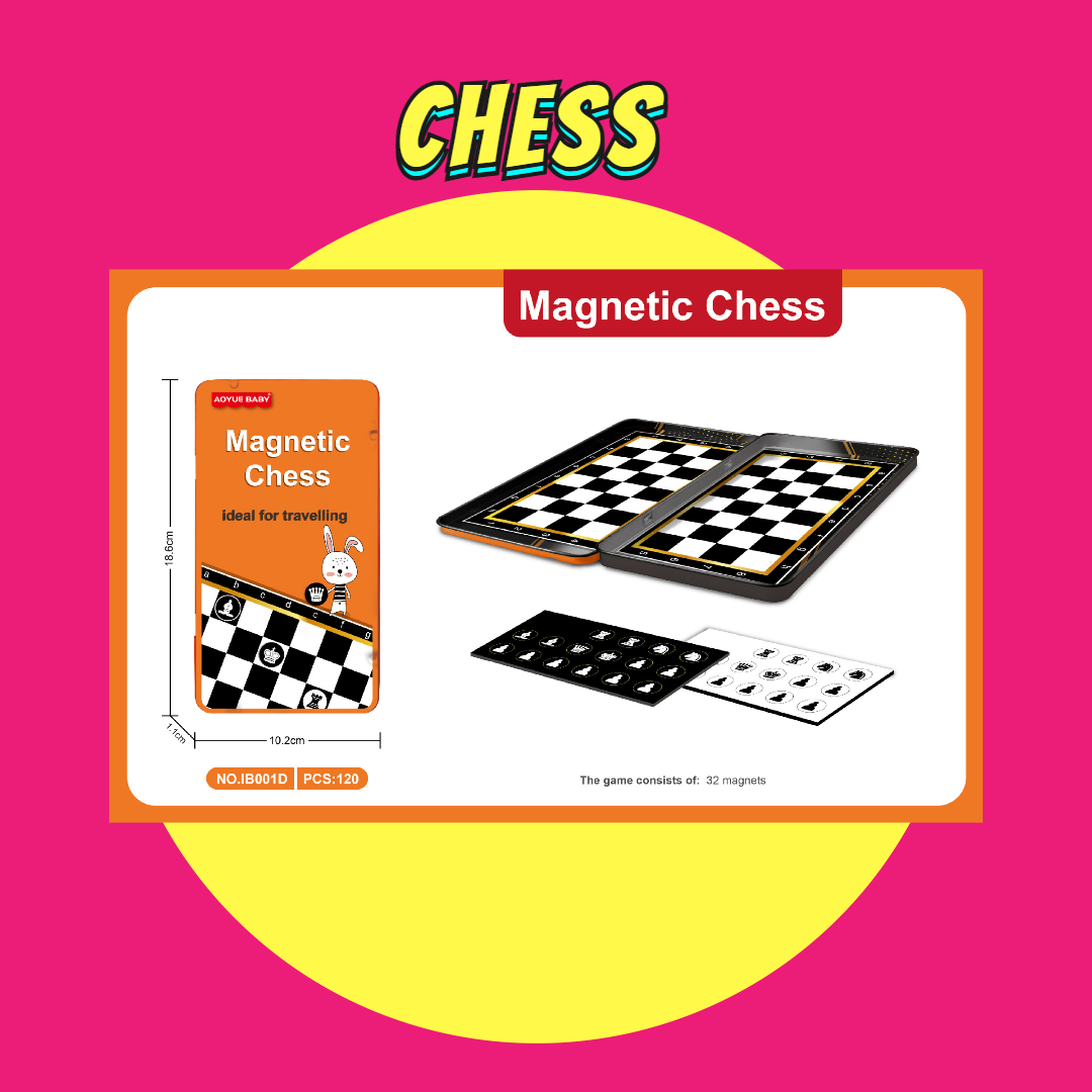 Magnetic board game set featuring classic chess for kids' birthday goodie bags.