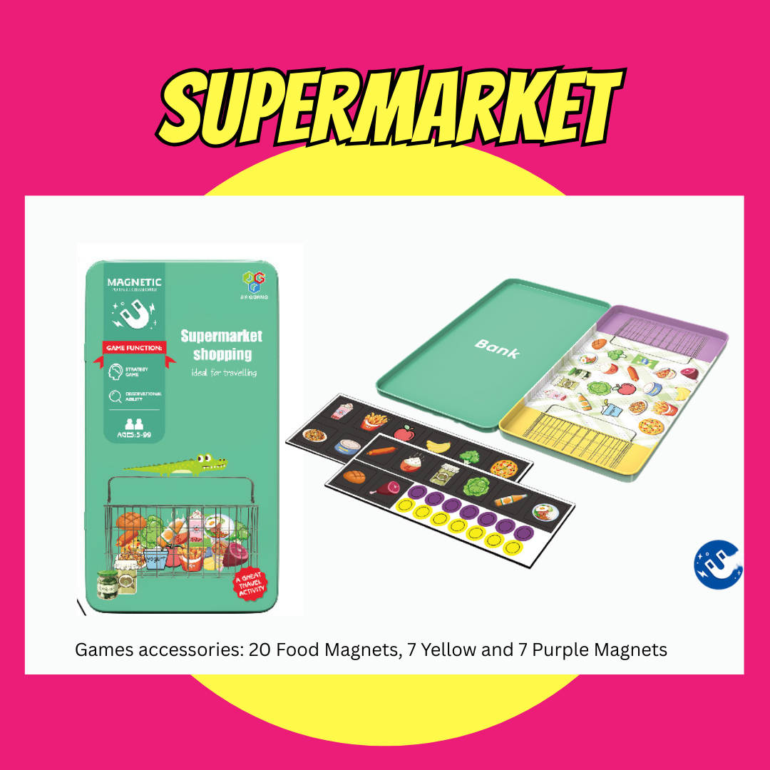 Magnetic travel board game set with Snakes & Ladders, Ludo, and Hangman, ideal for kids' birthday goodie bags and travel entertainment