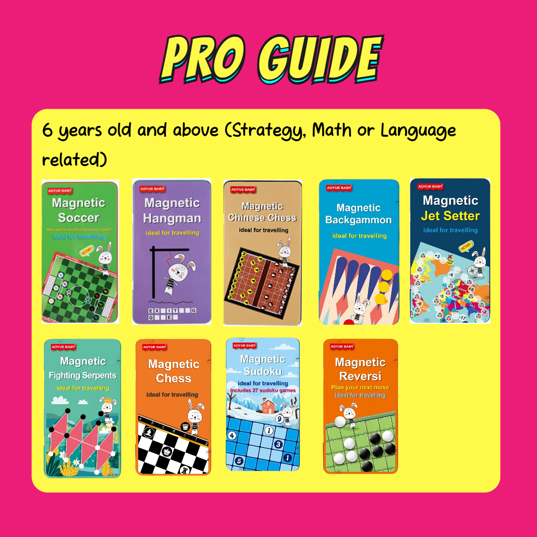Magnetic board games for kids with various strategy and puzzle options.