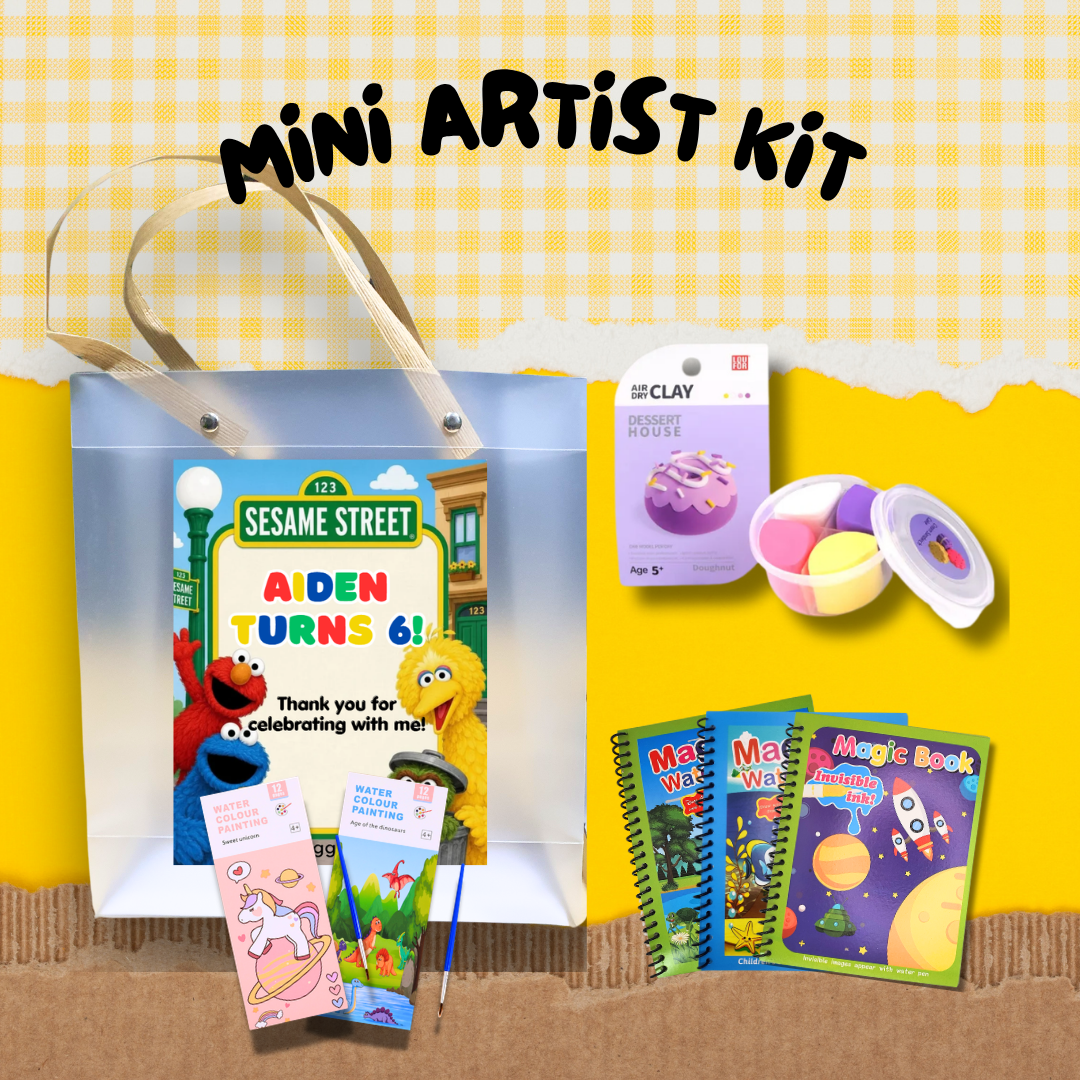 Mini Artist Party Pack kit with art supplies and colorful decorations