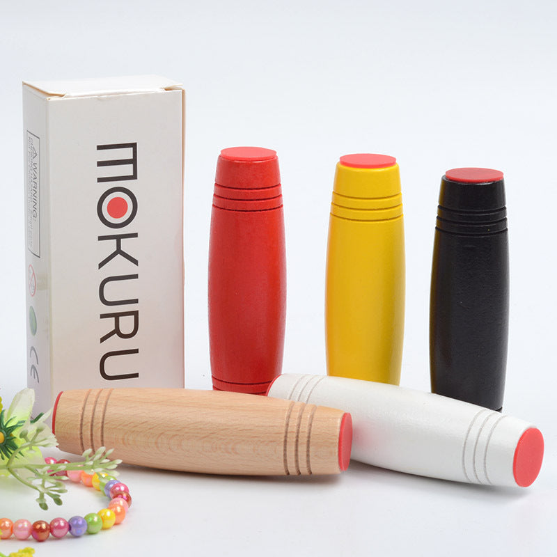 Mokuru Fidget Toy wooden rolling hand toy in multiple colors with packaging box, perfect for kids&#39; entertainment and party favors