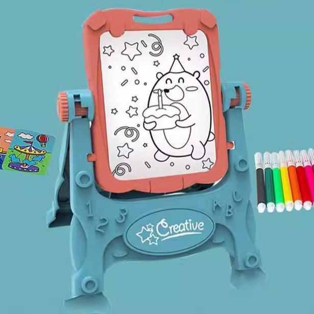 My Pocket Easel with markers and coloring cards for preschoolers.