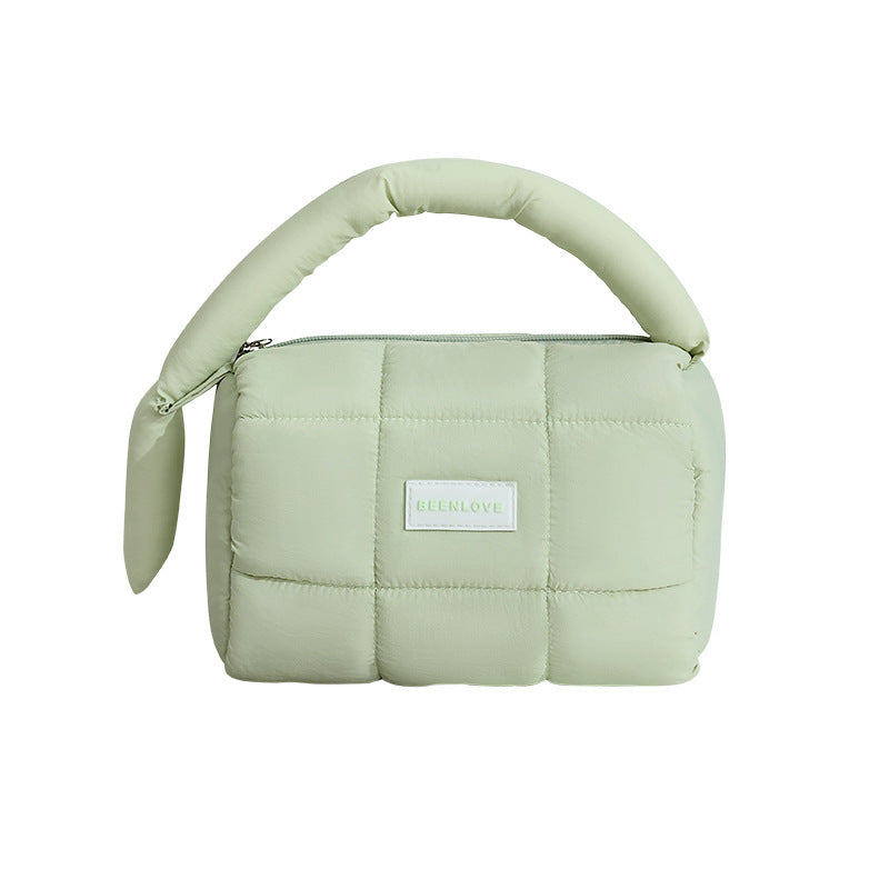 Puffer Travel Pouch in pastel colors with quilted puffy design for organizing essentials