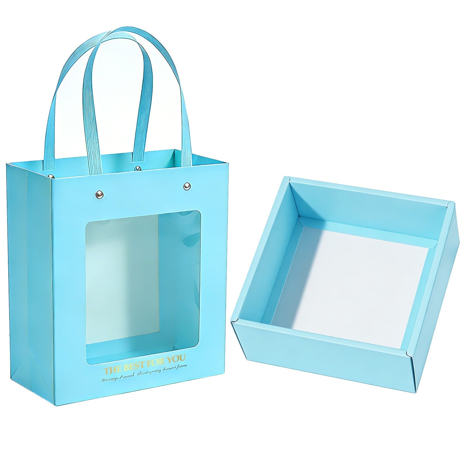Premium Gift Box in pink and blue for special occasions, 23x23x8.5cm elegant gift packaging