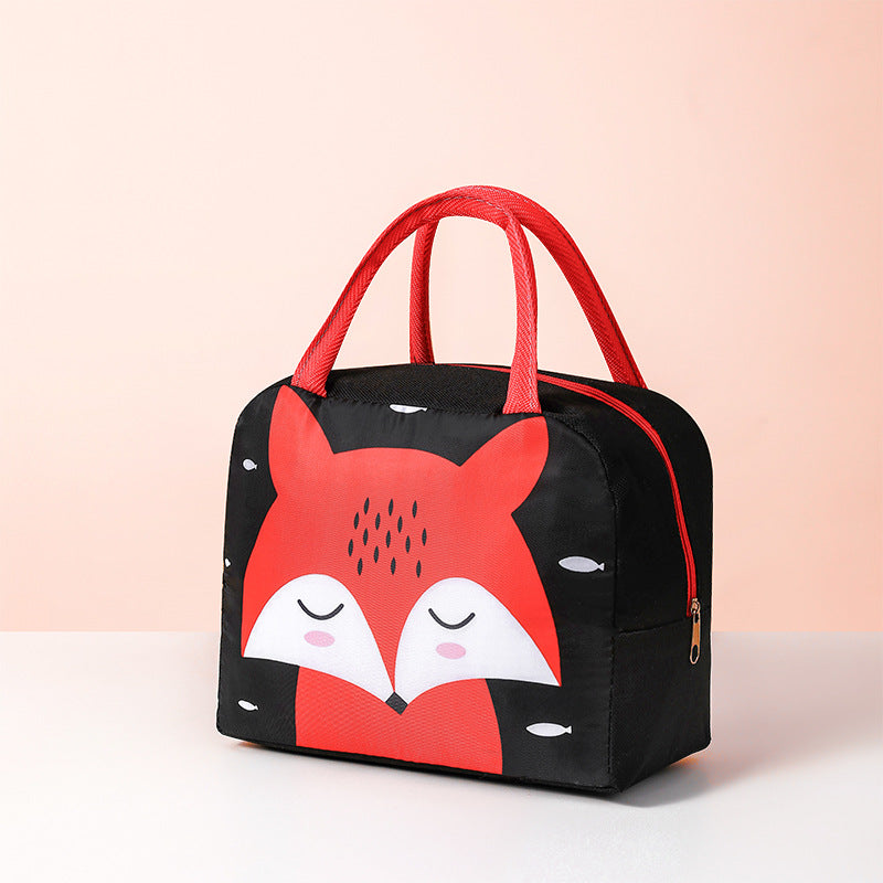 MsGiggles Lunch Box red and black cute animal design insulated lunch bag with handles