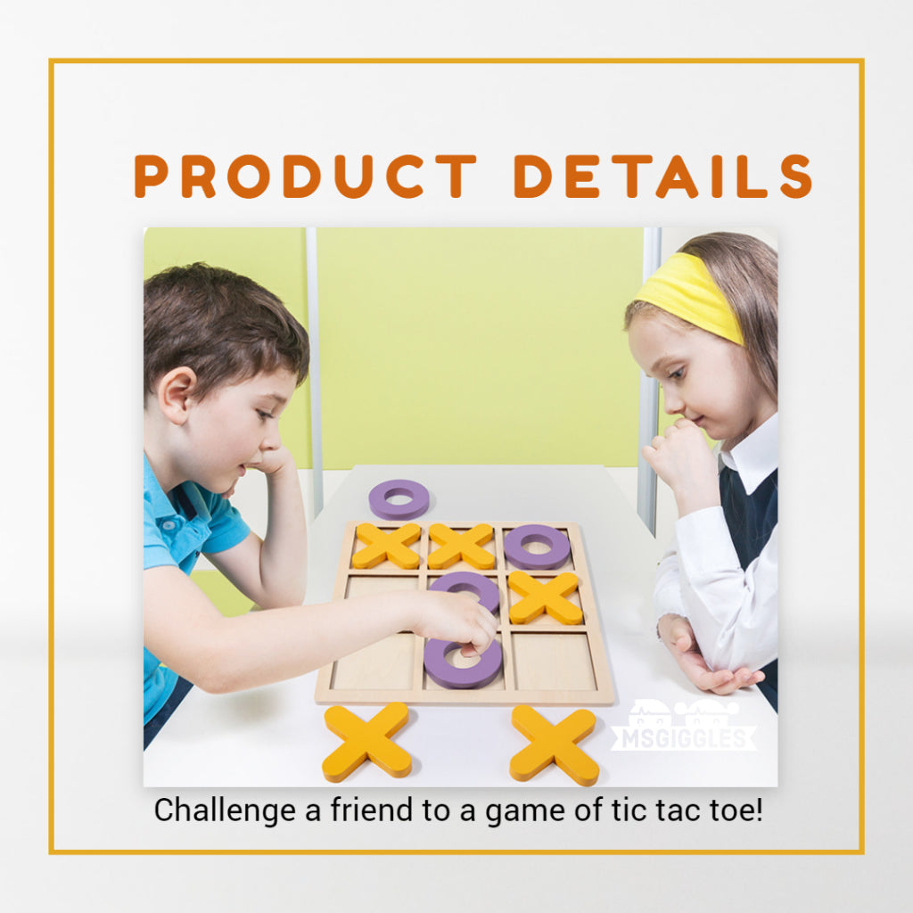 Wooden Tic-Tac-ToeWooden Tic-Tac-Toe Board GameMsGiggles Kids