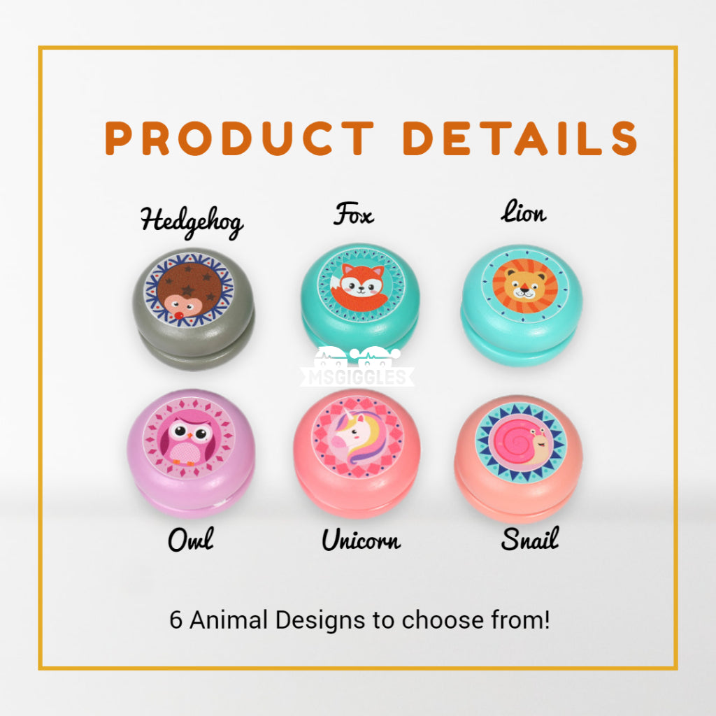 Colorful Wooden YoyoColorful Wooden Yoyo with Animal DesignsMsGiggles Kids