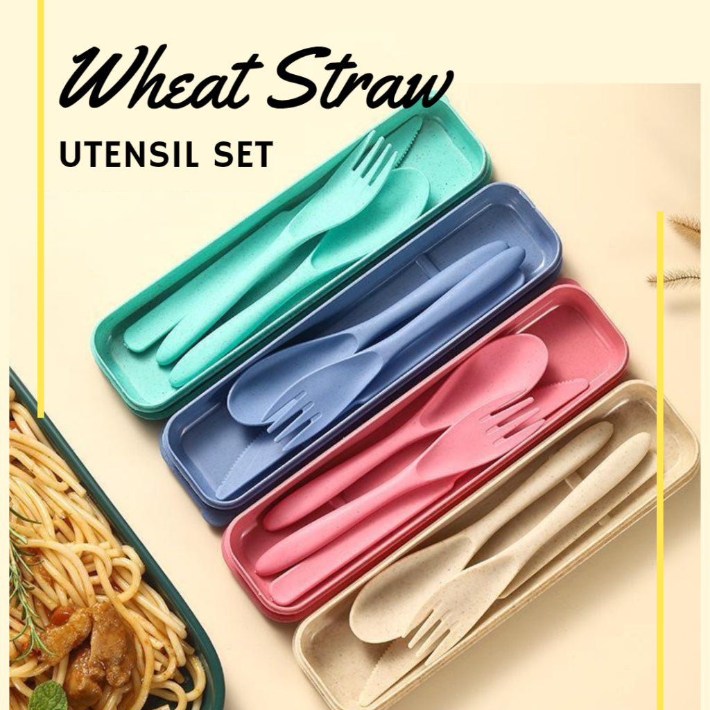 Wheat Straw SpoonWheat Straw Spoon Tableware Set Cutlery Utensils With Storage CaseMsGiggles Kids