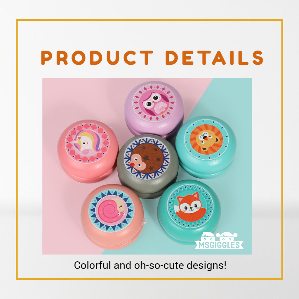 Colorful Wooden YoyoColorful Wooden Yoyo with Animal DesignsMsGiggles Kids