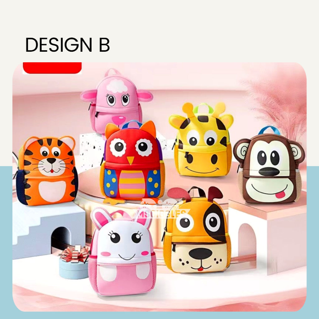 Preschool Kids Backpack with Cartoon Animals (Waterproof and Ergonomic)