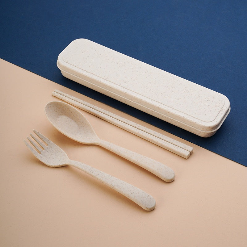 Wheat Straw Spoon Tableware Set Cutlery Utensils With Storage Case