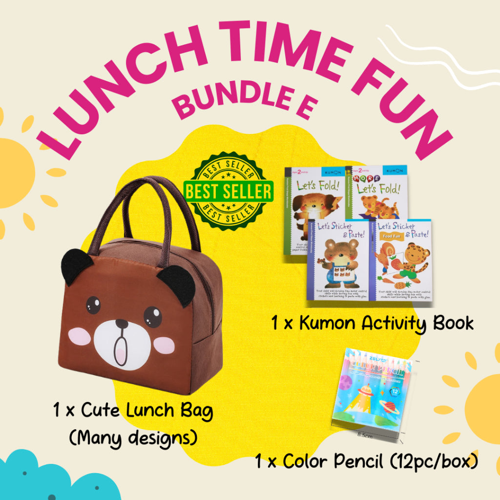 Colorful Lunch Time Fun Goodie Bag party pack with cute and durable kids lunch bags