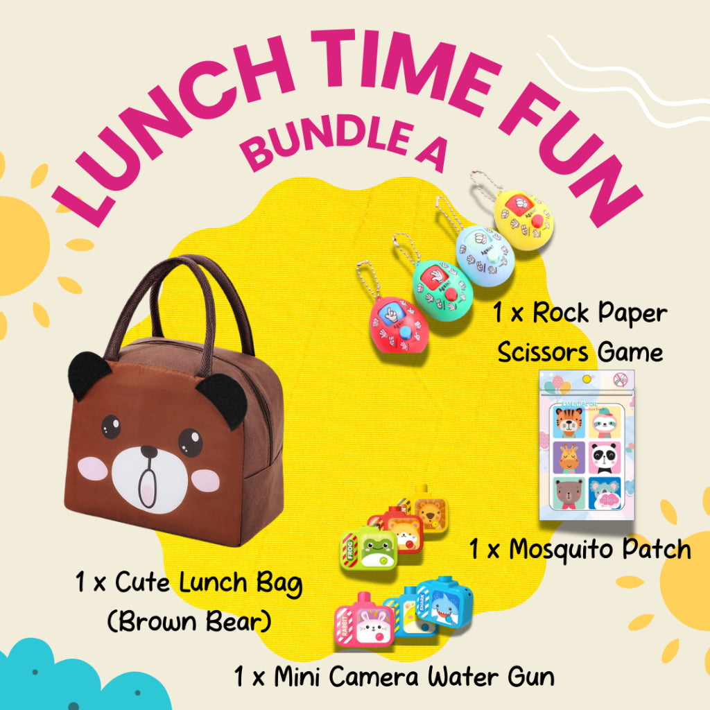 Colorful Lunch Time Fun Goodie Bag party pack with durable lunch box bags for kids and family