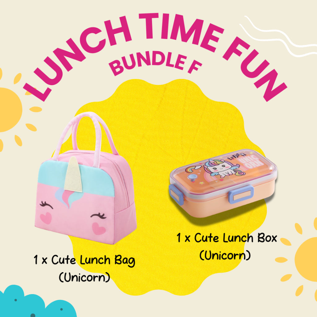 Colorful Lunch Time Fun Goodie Bag party pack with durable, spacious kids' lunch bags