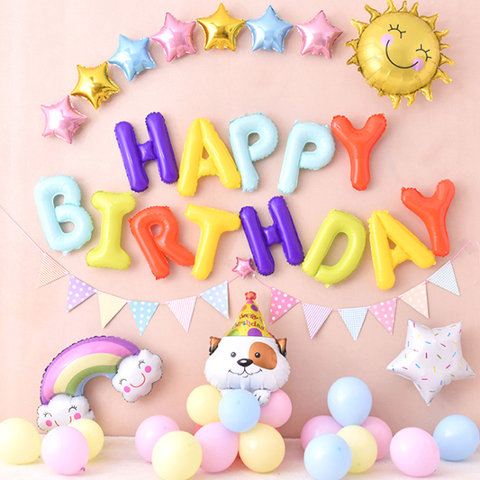 Cute Pastel Birthday Balloon Set