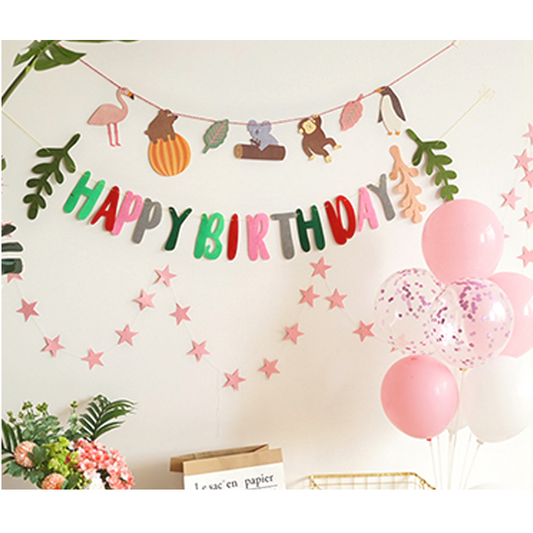 Baby Pink Animal Birthday Balloon Set